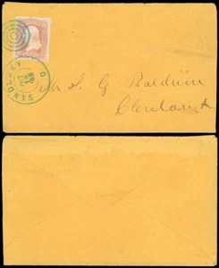OCT 14, 1865 SANDUSKY OH CDS GREEN DUPLEX TARGET CANCEL! Sent to Cleveland OHIO! - Picture 1 of 1