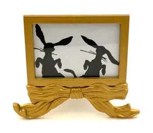 Vintage ELSA L Picture Frame Brushed Matte Gold Bow for 3.25 x 2.25 Photo - Picture 1 of 4