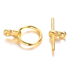 20 Sets Gold Tone Alloy Ring Toggle Clasps Smooth Nickel Free Closure Craft 12mm - Picture 1 of 1