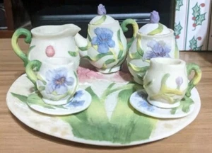 Vintage Miniature Iris Flower Teaset Collection - Picture 1 of 8