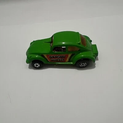 Caja de cerillas vintage 1972 verde Dragon Wheels #43 superrápido por Lesney vidrio naranja Foto 1 de 4