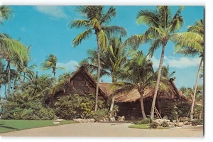 Postcard Langford's Outrigger Restaurant Jensen Beach FL Tropical Palm Scene - Picture 1 of 2