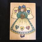 HEART PATCH ANGEL Rubber Stamp Hero Arts G1225 3x2.25” Country Rag Doll Flowers
