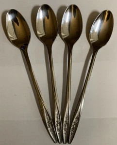 Superior FLORAL Stainless Steel Dessert Spoons Flatware - Set of 4- Md19 - Picture 1 of 4