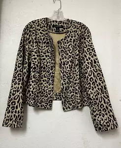 Sandro Sportswear Short Jacket Blazer XL Animal Print Grommets Career Classy - Picture 1 of 5