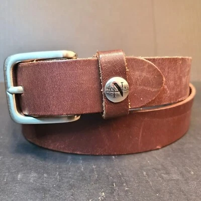 Nautica 真皮皮带 40 码棕色纯色工作复古 93712P — 第 1/4 张图片