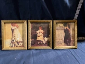 Jack Russell Terrier e bambine - tre stampe vintage incorniciate - Foto 1 di 10
