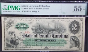 $2 1872 Estado de Carolina del Sur Columbia PMG 55 EPQ Sobre Sin Circular A247 - Imagen 1 de 2