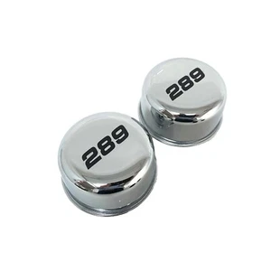 Ford 289 Chrome Valve Cover Breather Set with Grommets - Engraved Logo - Ansen - Picture 1 of 4