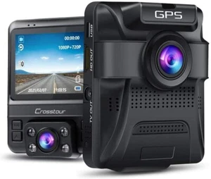Dual Dash Cam GPS DVR Recorder Night Vision 2.4" Screen G-Sensor IR Super  - Picture 1 of 9