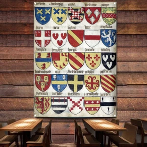 Vintage Crusader Poster Print Art Flag Order of Golden Fleece Banners Room Decor - Picture 1 of 5