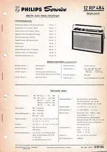 Service Manual-Anleitung für Philips 12 RP 484,Rallye Luxus  - Picture 1 of 1