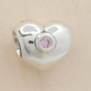 New Authentic Pandora Charm Heart Bead 790134PCZ Pink CZ W Suede Pouch - Picture 1 of 5