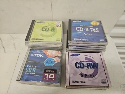 TDK Music 80 Minute 700MB CD-R Slim Case 10 w/ Samsung CD-R-19 RW-5. D10 - Image 1 of 4