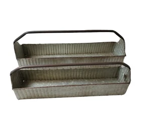 Melrose International Set Of 2 Tin Carrying Boxes With Handles - Picture 1 of 2
