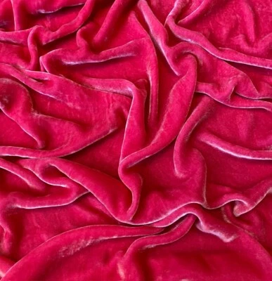 Bold Pink  Silk Velvet Fabric by the Yard, 1/2 Yard, 1/4 Yard, 45" Wide, V9 - Image 1 of 3