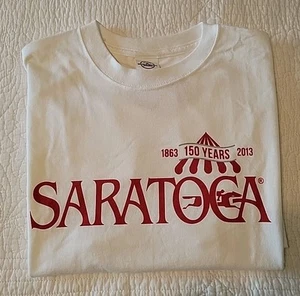 2013 Saratoga Race Course T Shirt Short Sleeve Large 150 Years New - Picture 1 of 11