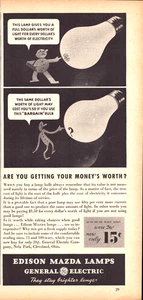 Edison Mazda Lamps GE Light Bulbs Get Your Money's Worth Vintage Print Ad 1935 - Picture 1 of 4