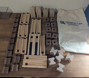 Original Blocks & Marbles Tedco Toys 14 Marbles, Bag 45 Wood Pc Educational Game - Picture 1 of 3