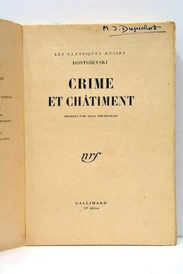 Crime et Châtiment DOSTOÏEVSKI Les Classiques Russes Gallimard 1948 - Photo 1/4