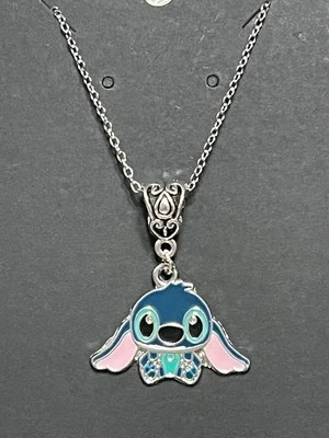 Cartoon Anime Stitch Cute Alien Enamel Silver Necklace 18” Fashion Fun Bohemian - Image 1 of 2