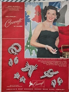 1953 Coro Corocraft Sybarite Belvedere Schmuck Jane Russell Vintage Anzeige  - Bild 1 von 1