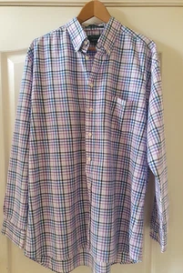 Gant Men's XL Shirt Check Long Sleeved Cotton Sport Poplin Blue Pink Purple - Picture 1 of 13