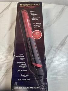 Babyliss Nano Ceramic 1" Mini Straightening Iron NEW RED - Picture 1 of 5
