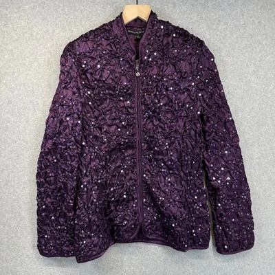 Адрес куртка женщин средний фиолетовый металлический серебро блестки гофрированный украшенный - Изображение 1 из 4