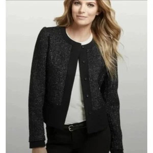 Chaqueta Blazer Ann Taylor Para Mujer Negra Preppy Clásica Negocios Lana Talla 8 NUEVA CON ETIQUETAS - Imagen 1 de 9