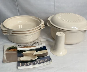 Vintage Tupperware Tupperwave Stapelkocher 6-teiliges Set Mandeltrichter Rezeptbuch - Bild 1 von 13