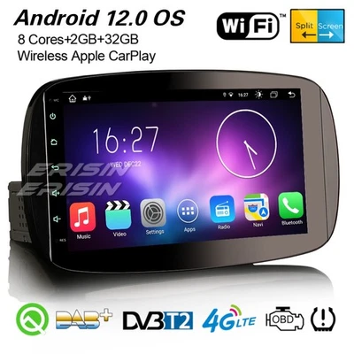 9" CarPlay 8-Kern Android 14 Navi Autoradio DAB+ 4G WiFi DSP Mercedes-Benz Smart - Bild 1 von 4