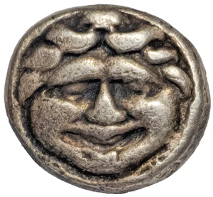 ANTICA MONETA DRACMA GRECA ARGENTO 350BC PARION IN MYSIA PARIO ARCAICA - 2,0 GR 12MM - Foto 1 di 4
