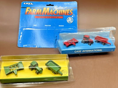 Ertl 1990 CaseIH John Deere Farm Machines Micro Size Disc Tractor Wagon Farming - Image 1 of 4