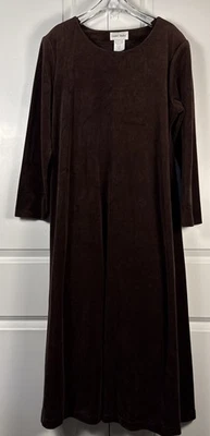 Graver Studio бархата Shift платье L коричневый длинным рукавом Midi - Изображение 1 из 4