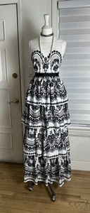 L'Atiste by Amy Black White Floral Dia De Los Muertos Tiered Dress  Size S NWT - Picture 1 of 17