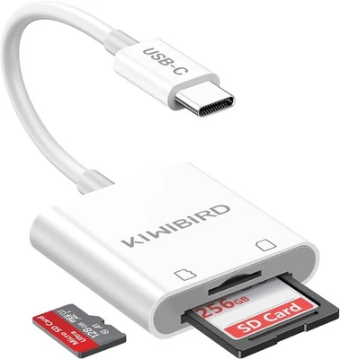 KiWiBiRD USB C SD Card Reader, Micro SD to Type C OTG Adapter for SDHC SDXC TF - Image 1 of 4