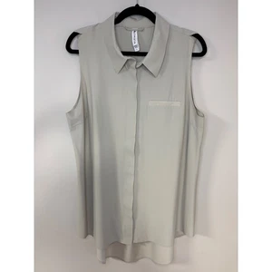 Camicia blusa senza maniche con bottoni Athleta top con colletto sabbia beige grande - Foto 1 di 7