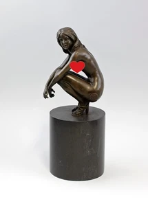 9937954-D Bronze Sculpture Female Nude Sitting Naked 27X11X13Cm 4Kg - Picture 1 of 4
