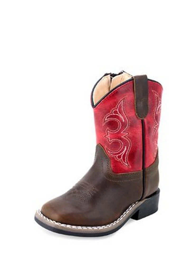 Old West Western ботинки мальчика кожи TPR подошва шов красный BSI1999 - Изображение 1 из 1