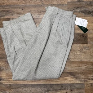 Lauren Ralph Lauren Wool Pants Women's Size 14 Plaid Pleated Lined Trousers Grey - Picture 1 of 13
