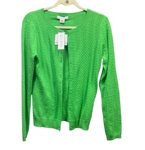 Liz Claiborne Button up Cardigan Green Sweater Medium - Picture 1 of 4