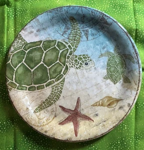 (4) Platos de ensalada/postre Pier 1 SPEEDY SEA TURTLE & Friends melamina 9" XLNT - Imagen 1 de 8