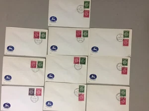 Ten '50 Israel covers with same two COIN ON STAMP stamps canceled in diff towns - Picture 1 of 1