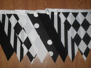 BLACK & WHITE Fabric bunting.Any celebration.Newcastle.Plain black and white. - Picture 1 of 4