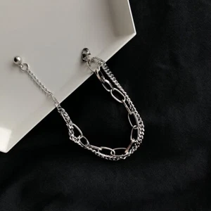 Surgical Steel Double 6mm Paper Clip Chain bracelet 6/7/8 Inches with Extender - Picture 1 of 5