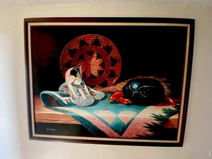K. HOSKIN X-Large Signed Original Southwest Motif Oil Painting " W/ Wood Frame - Picture 1 of 8
