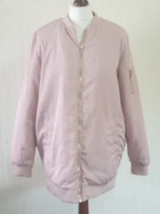 Chaqueta Bomber Miss Selfridge Rosa Satinado Abrigo Largo Medio Acolchado Ligero Reino Unido 12 £55 - Imagen 1 de 9