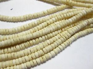 5 Strands 16" Natural White 5mm Coconut Rondelle Beads