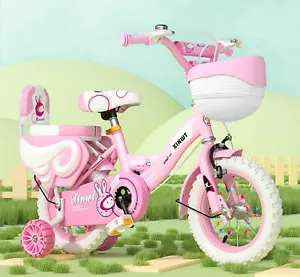 Girls 12/14/18" Unique Kids Sports Bike Cycle + Removable Basket & Stabilisers - Picture 1 of 10
